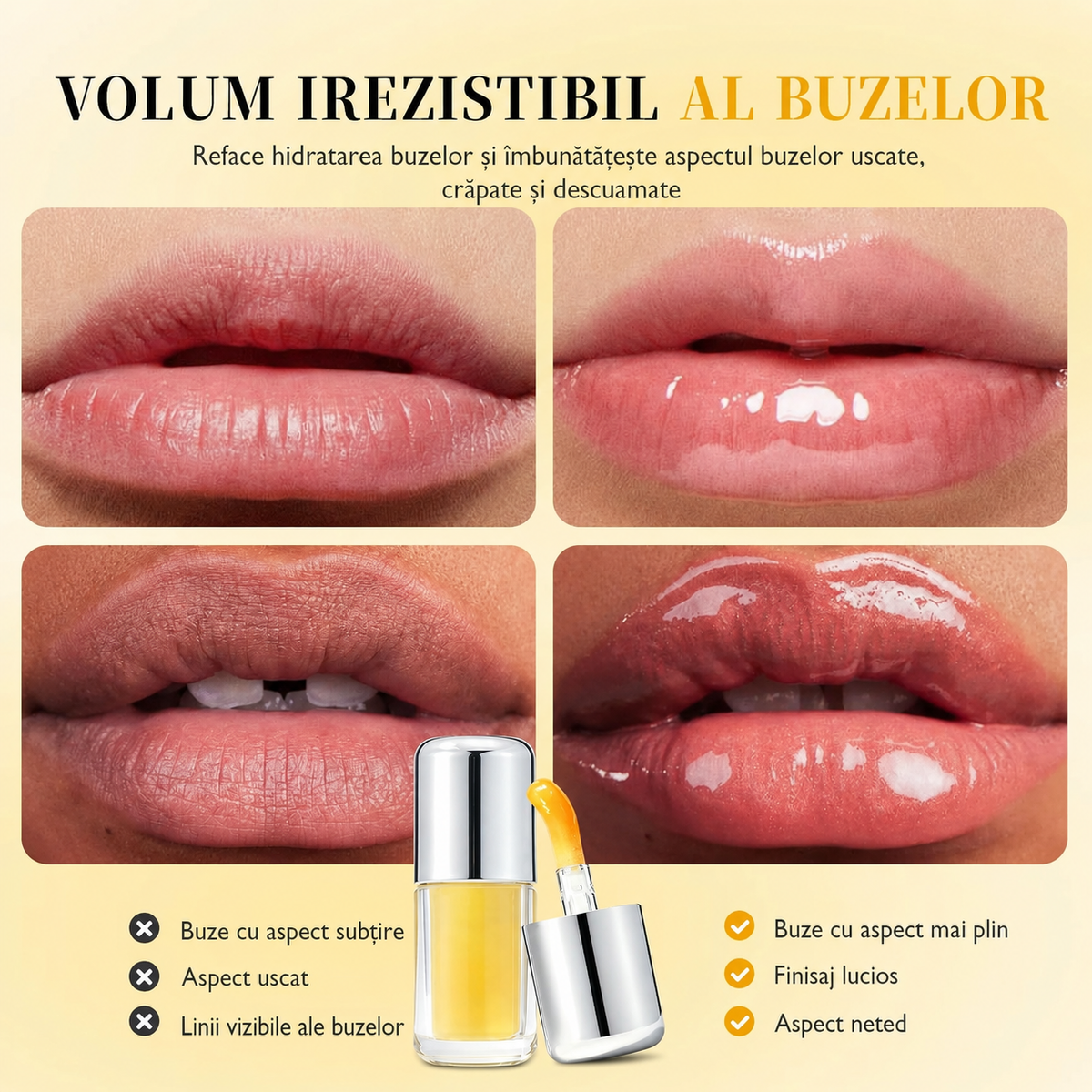 Gloss de Buze Strălucitor și Plin